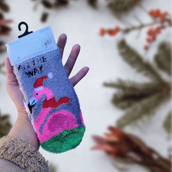 Set of 4 Pairs of Winter Socks for Women, Anti-Slip Purple Gray Fluffy Socks - Picture 5 of 5